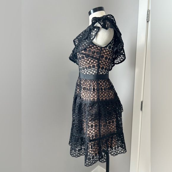 NWT Self Portrait Black Floral Chain Dress US4 - Picture 4 of 16